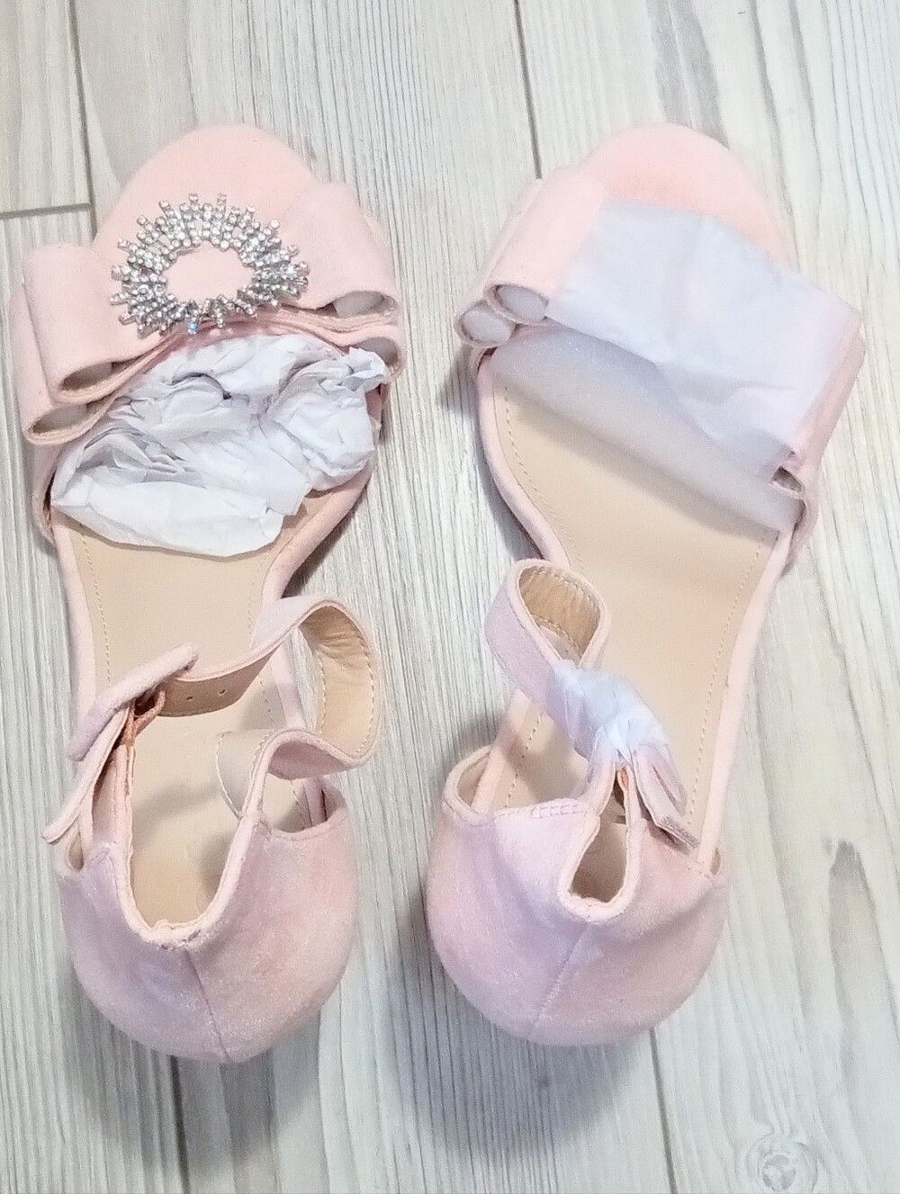 (36-4871) Coutgo Women's Light Pink Bow Heeled Sz 10 - Picture 4 of 10